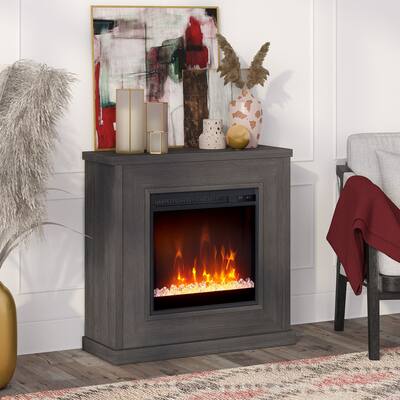 Santos 30" Wide Mantel Fireplace with Crystal Fireplace Insert