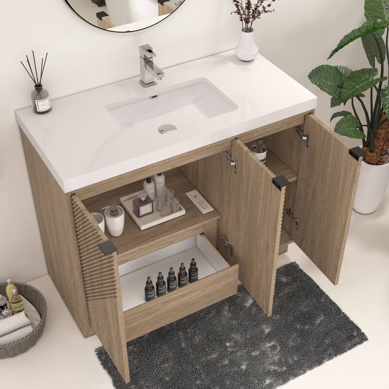 Milano 42" Freestanding (Left Doors) Bathroom Vanity with Reinforced Acrylic Sink