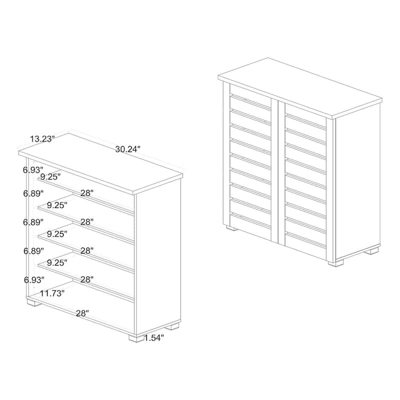 Adalwin Modern Oak Brown Finished Wood 2-Door Shoe Cabinet