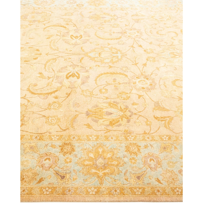 Overton Handknotted Wool Traditional Oriental Beige Area Rug - 6' x 9'
