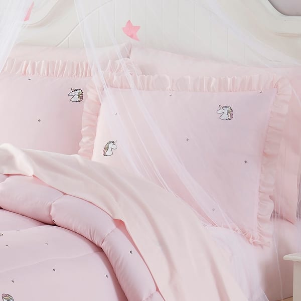 Kids Rainbow Unicorn Bed in a Bag 5 Piece Comforter, Sham & Sheet Set