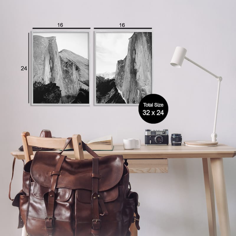 Stupell Monochrome Yosemite Cliffs Framed Giclee Art Design By Gemma Bardot (Set of 2)