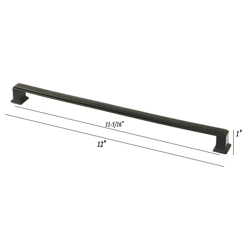 Contemporary 12-inch Roma Stainless Steel Oil Rubbed Bronze Finish Square Cabinet Bar Pull Handle - 1"