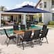 Option Set of 11 - Brown Table with Navy Blue Umbrella