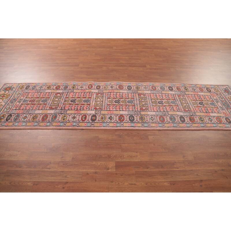 Geometric Khotan Oriental Runner Rug Wool Carpet - 2'6"x 9'9"