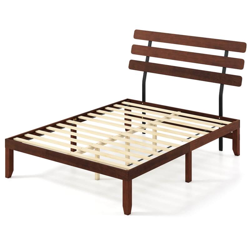 Costway 15.5 Inch Twin/Full/Queen Size Bed Frame with Retro Headboard - Queen