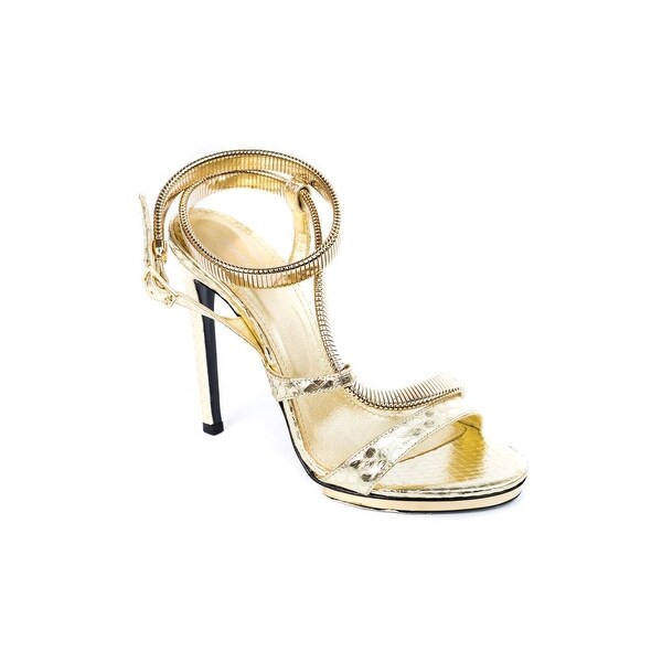 gold strap pumps