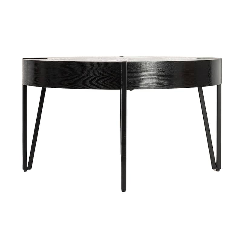 Wood Side Coffee Table with Metal Hairpin Legs