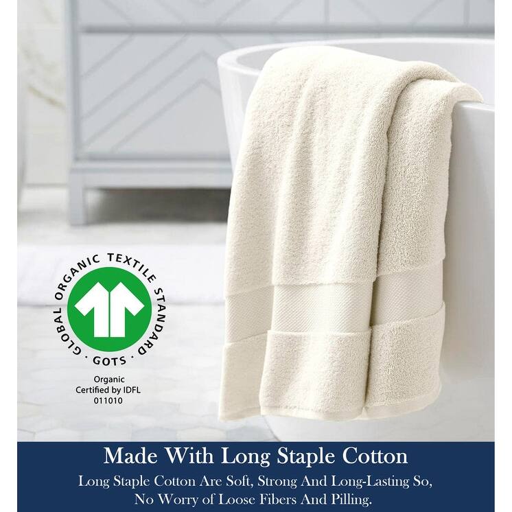 Delara Organic Cotton Luxuriously Plush Bath Towel, GOTS & OEKO-TEX Certified, 650 GSM Long Staple, Quick Dry & Ultra-Absorbent