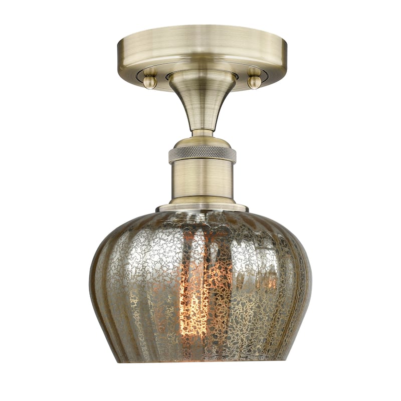 Innovations Lighting Fenton - 1 Light 7" Semi-Flush Mount - Mercury/Antique Brass