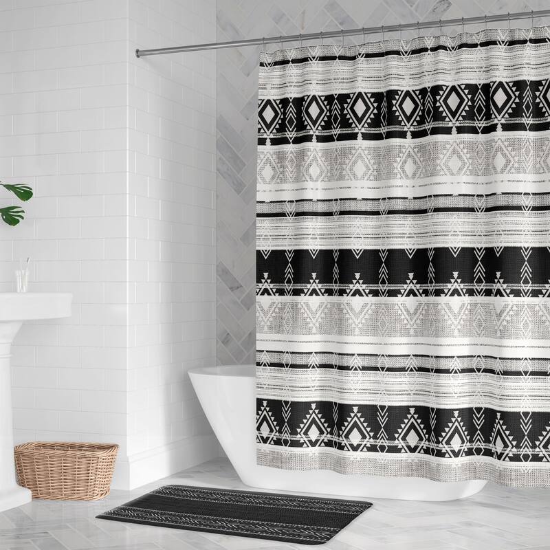 Laural Home Sierra Black and White II Memory Foam Rug