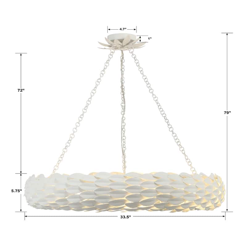 Broche 8 Light Matte White Pendant - 33.5"W x 5.75"H x 33.5"D