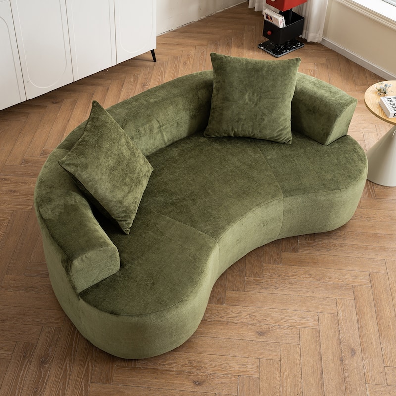 Moon Shaped Sofa,Modern Sleeper Cat Waist Sofa With Deep Seat,Non Assembly Sponge Compression Sofa