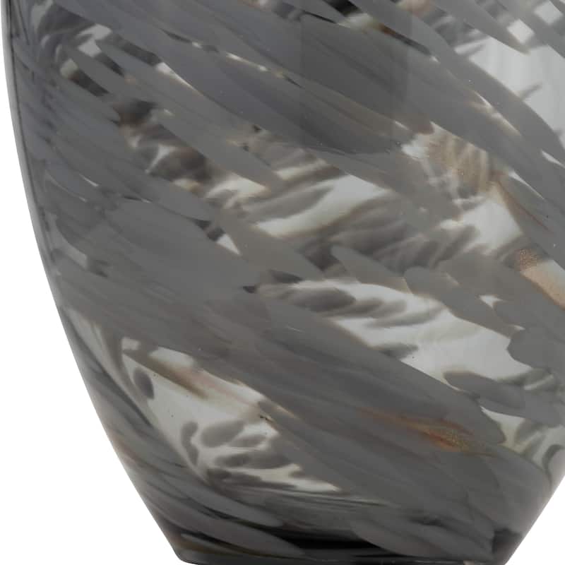 Sagebrook Home Elegant Black Swirl Modern Glass Vase