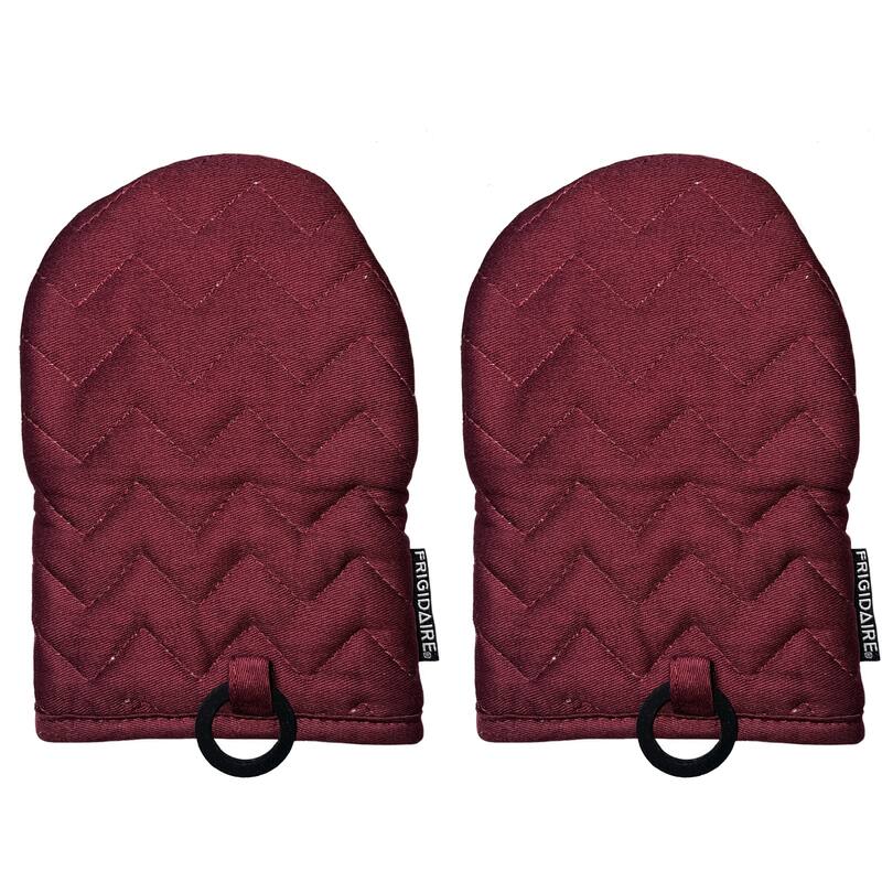Burgundy Red Heat Resistant Thick Soft Quilted Lining Kitchen Mini Oven Glove Mitts - 1 Pair