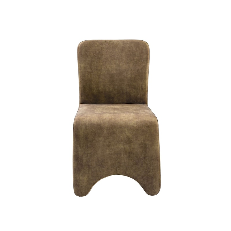 Brown/Camel Brown Polyester Upholstered Metal Frame Dining Chair, Set of 2, Sturdy Dining Chair for Dining Rooms - 17.5