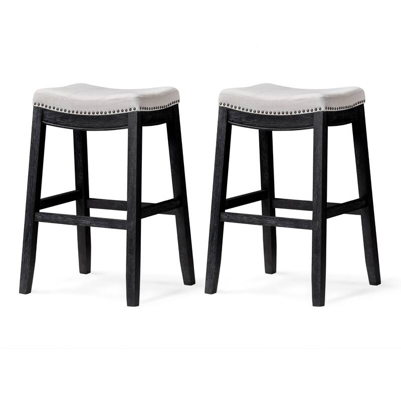 Maven Lane 31" Sophia Backless Bar Height Kitchen Stool - Set of 2 - Aged Black