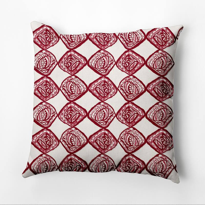 Cowry Check Outdoor Pillow - Red - 16" x 16"