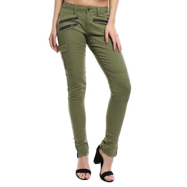green skinny cargo pants womens