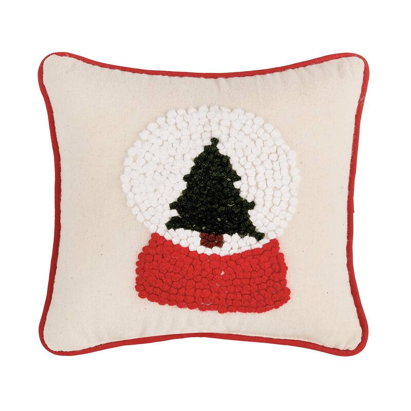 Snow Globe Tree French Knot Throw Pillow