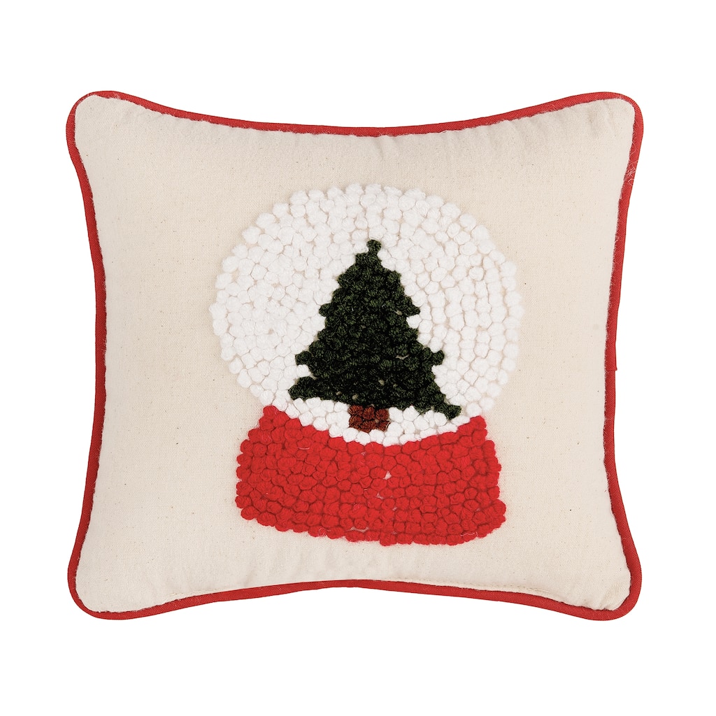 Snow Globe Tree French Knot Throw Pillow