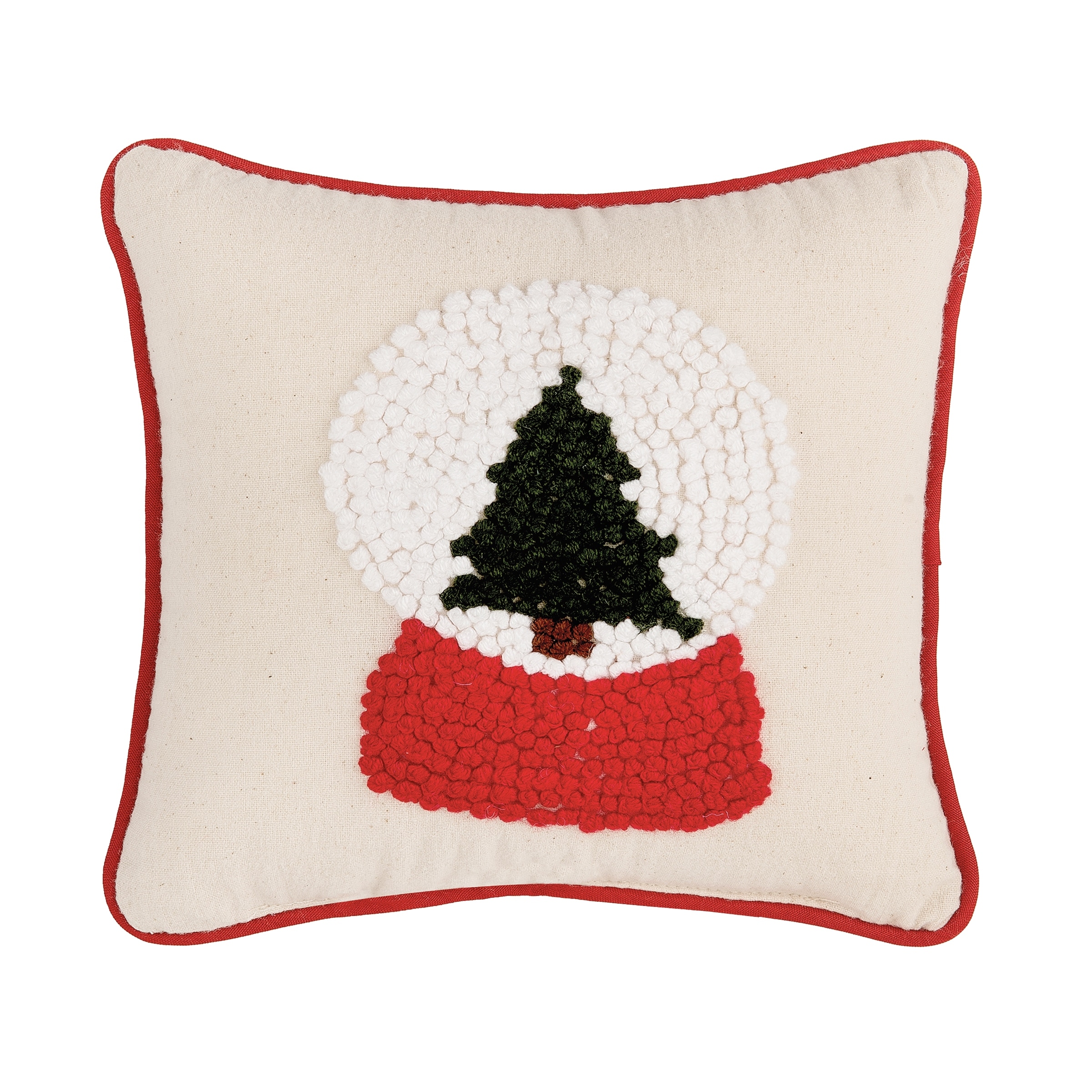 Snow Globe Tree French Knot Throw Pillow