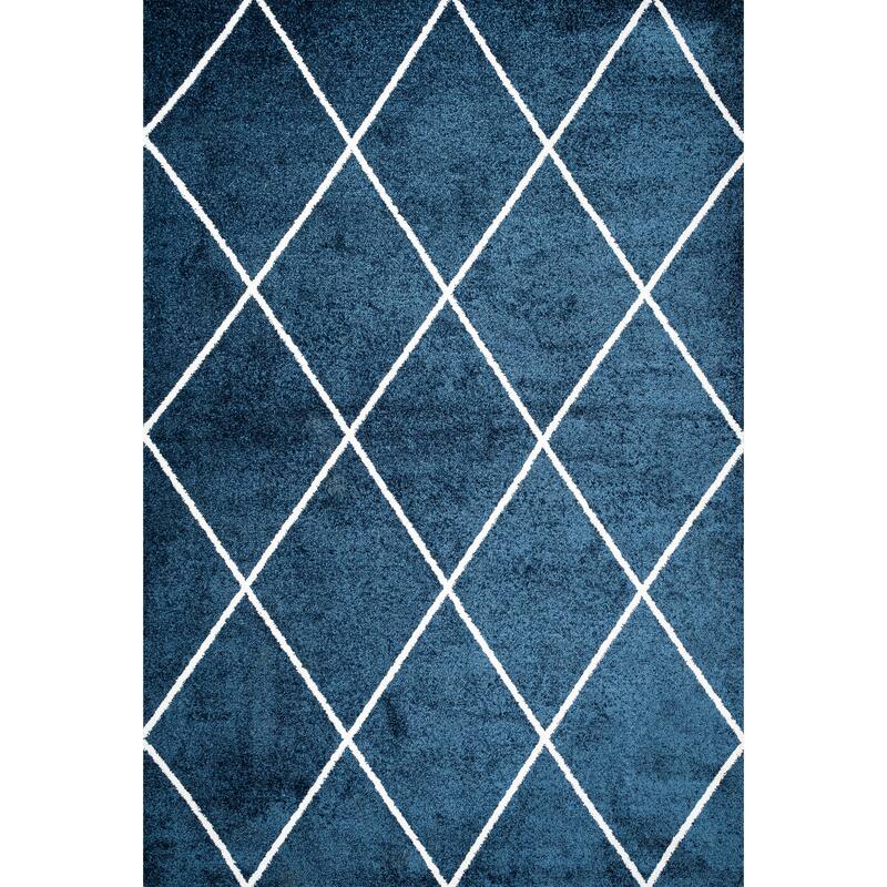JONATHAN Y Viscon Minimalist Diamond Trellis Area Rug - 5 X 8 - Navy/White