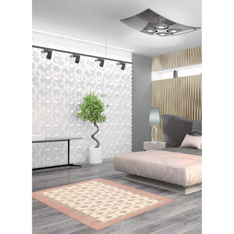 ECARPETGALLERY Flat-Weave Marrakech Cream Wool Kilim - 5'8 x 7'5