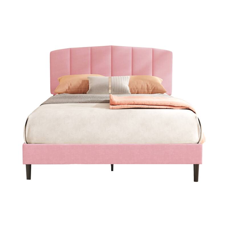 Alazyhome Upholstered Platform Bed Frame with Bedside Cupboard