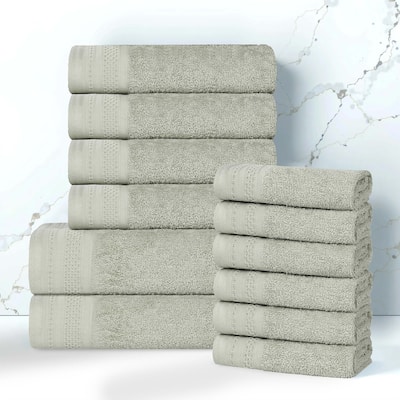 Superior Honeycomb Textured Border Cotton Medium Weight 12 Piece Towel Set