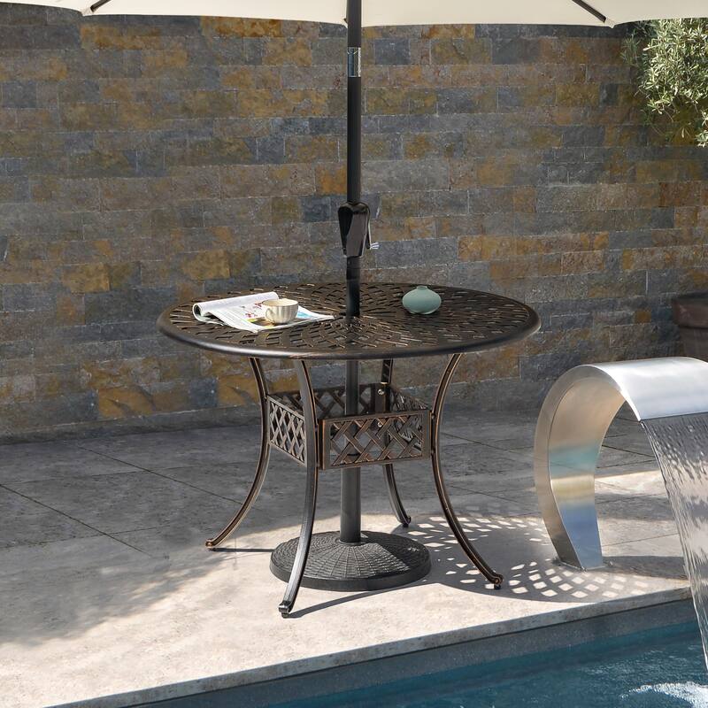 Outdoor 22 lb. Round Black Patio Umbrella Base, Resin and Concrete