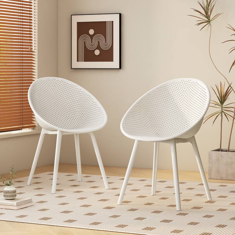 Brava Indoor/Outdoor Modern Dining Chairs Lightweight & Durable (Set of 2) by Christopher Knight Home