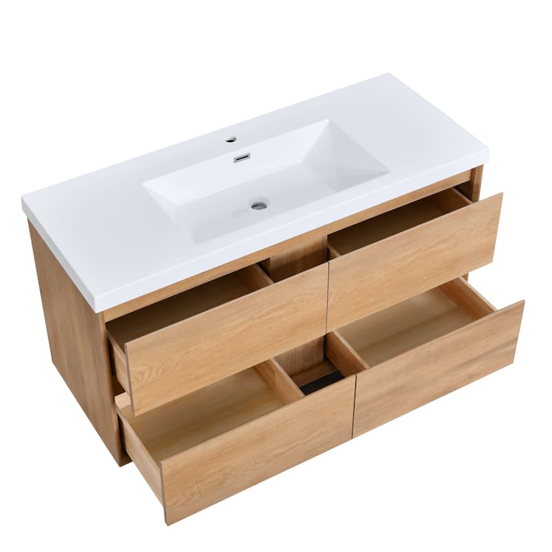 Prismella 36" 48'' Wall Mounted Bathroom Vanity with Top, Floating Cabinet Sink Combo