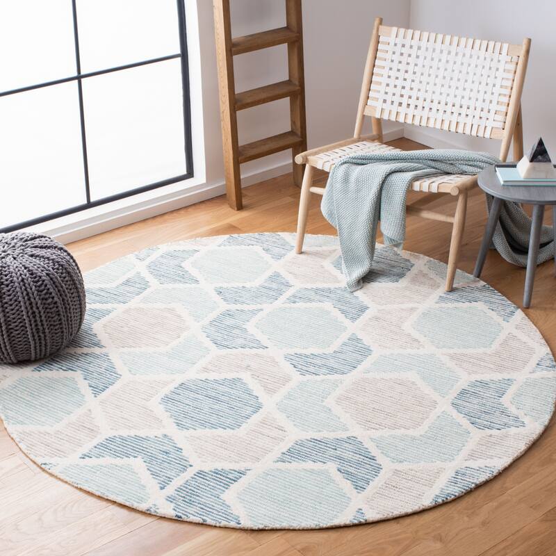 SAFAVIEH Handmade Precious Yamilet Wool Rug - 6' Round - Turquoise