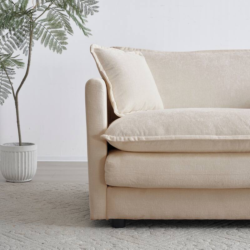 Modern Accent Chair with Ottoman Upholstered Armchair