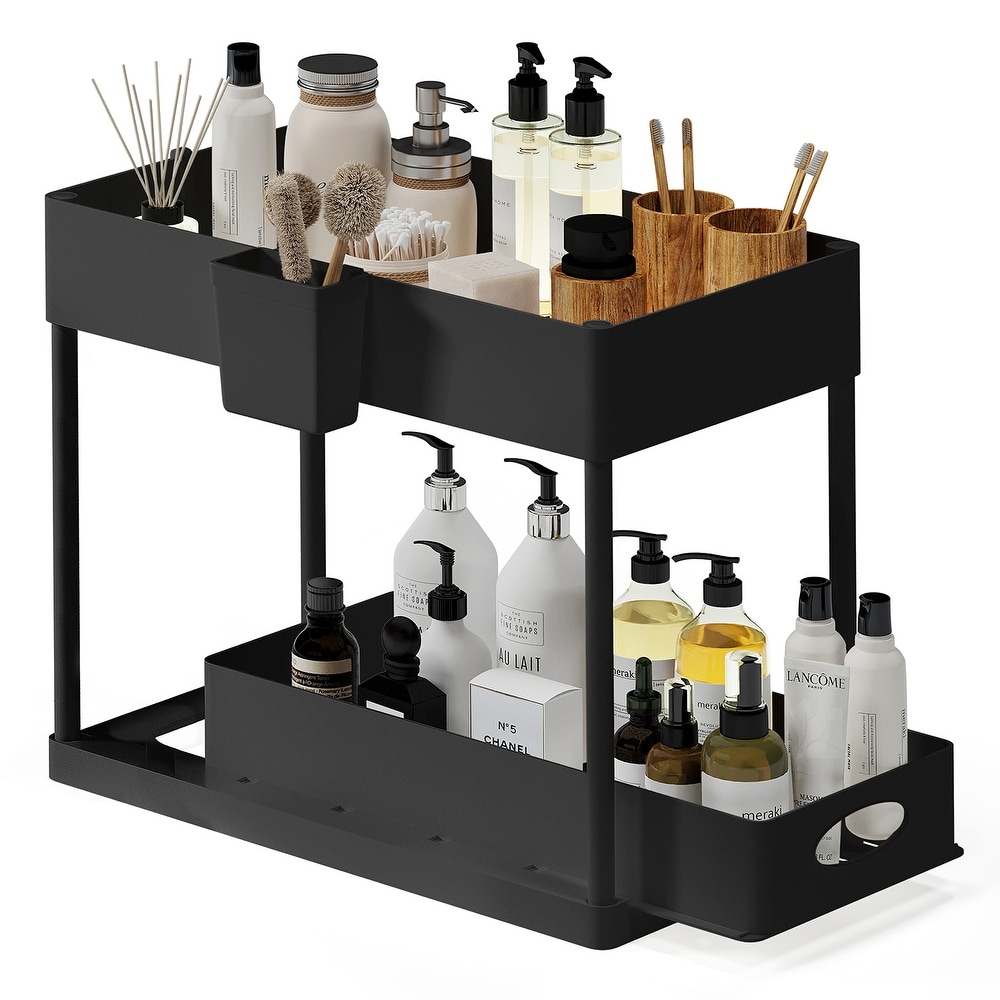 2-tier Under The Sink Organizer, Slide-out Bathroom Cabinet Organizer With  Hook/cup/dividers, Under Bathroom Sink Organizer And Storage, For Kitchen,  Pantry, Cabinet, Clear, Home Supplies - Temu
