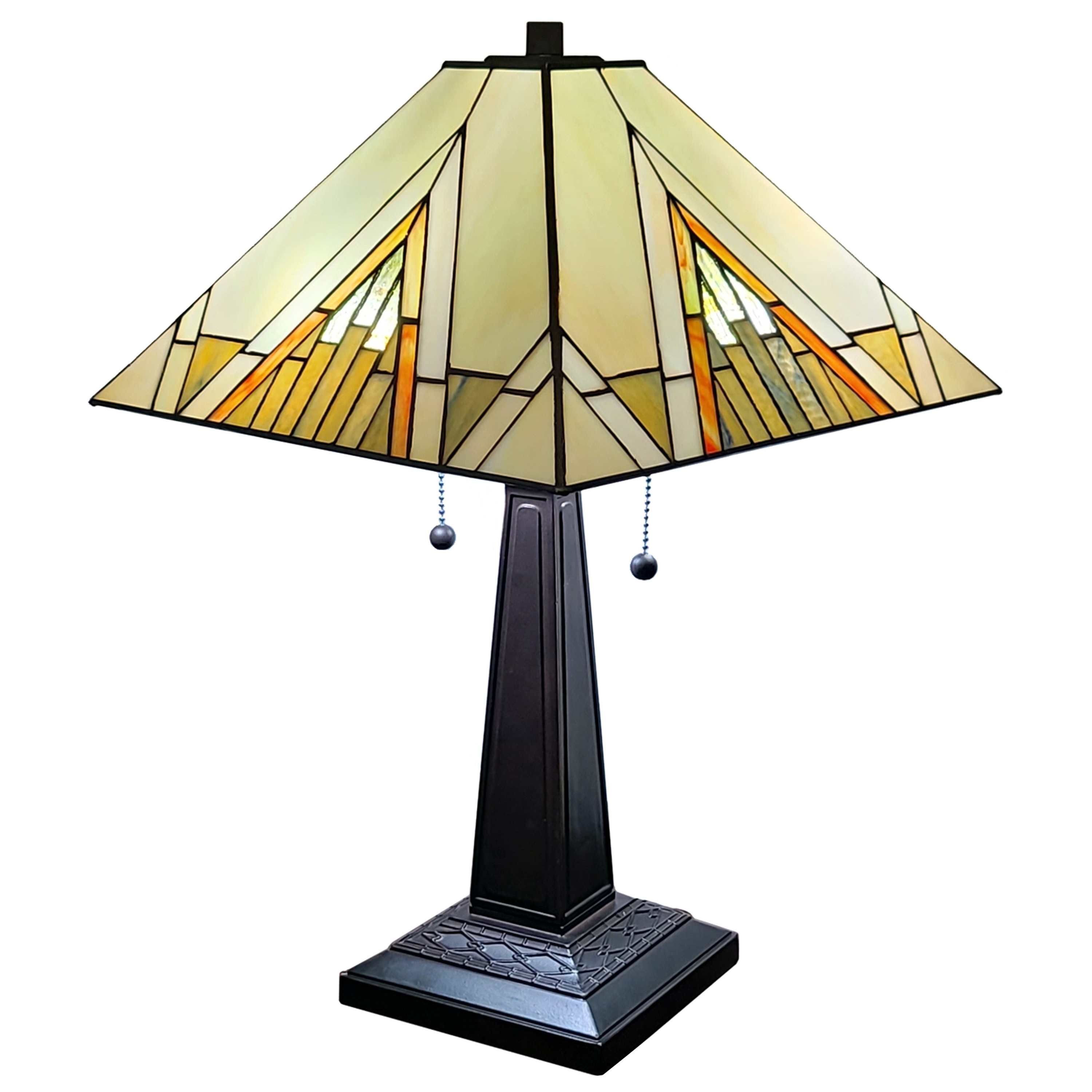 Tiffany Style Table Lamp Mission 23 Tall Stained Glass Tan Decor Night Stand Bedroom Handmade Gift Am348tl14 Amora Lighting Overstock 29811226