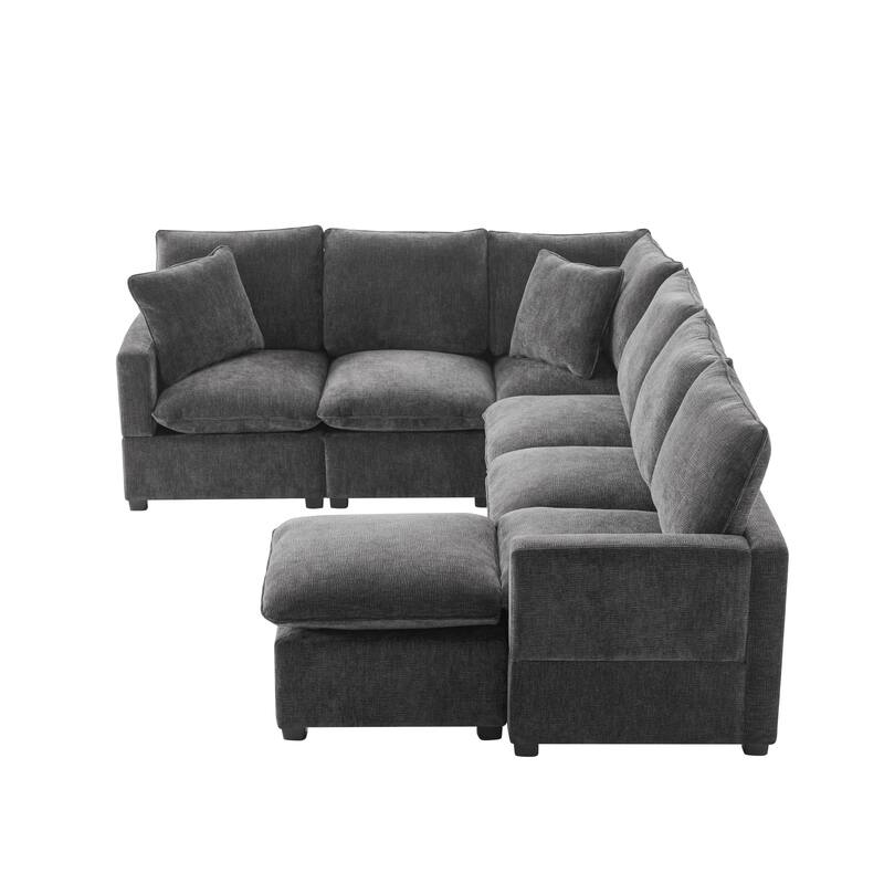Modular Cloud Sofa Sets for Livingroom Apartment, Modern Chenille Sectional Sofa with 2 Pillows, Freely Combinable Couch