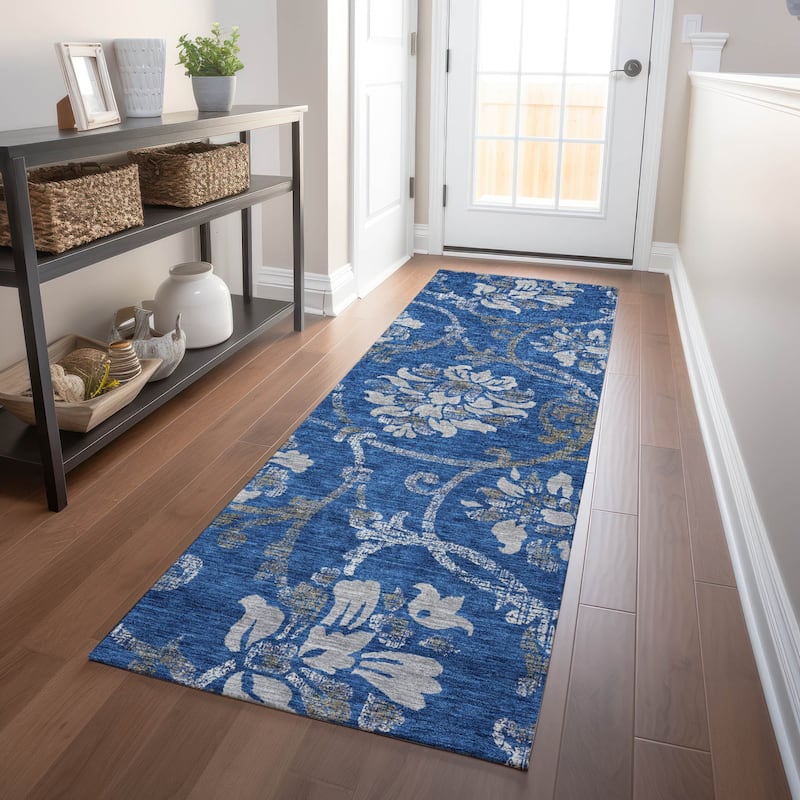 Premium Washable Super Soft Persian Floral Mayfield Rug - Blue - 2' 3" x 7' 6" - Runner