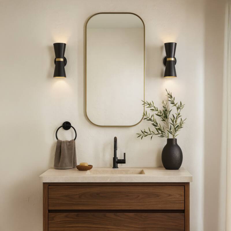 Varaluz Mad Hatter 2-Light Wall Sconce - Matte Black/French Gold