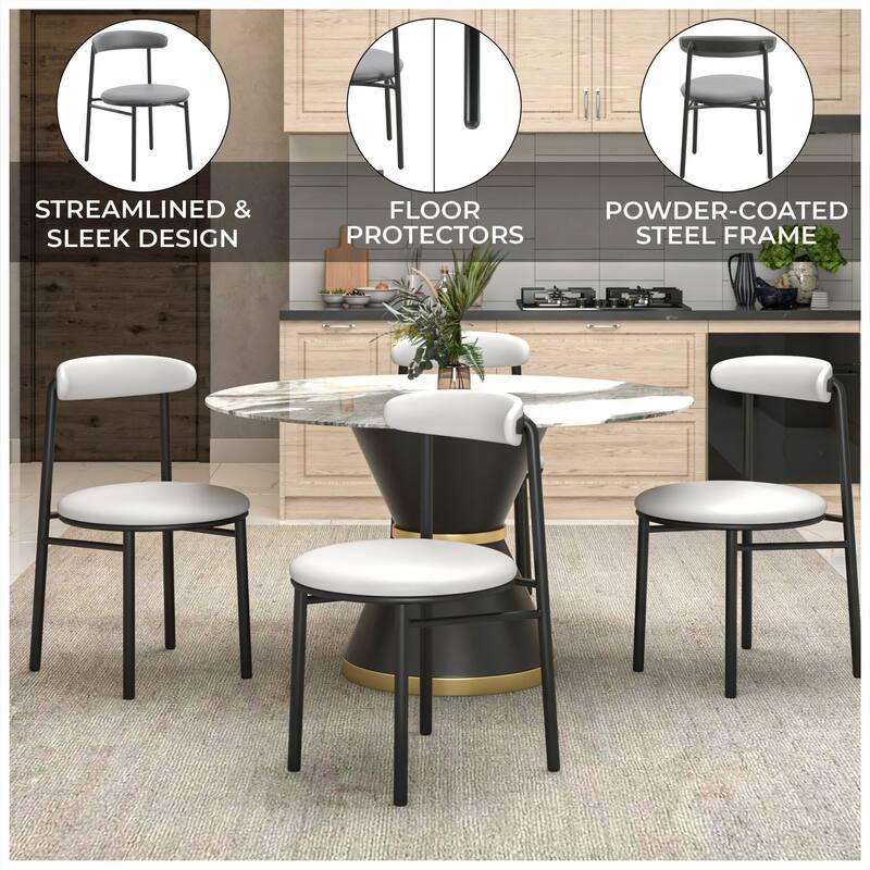 Lume Modern Polyester Upholstered Dining Chair with Strong Metal Legs and Cushioned Seating Accent Side Chair Set of 2