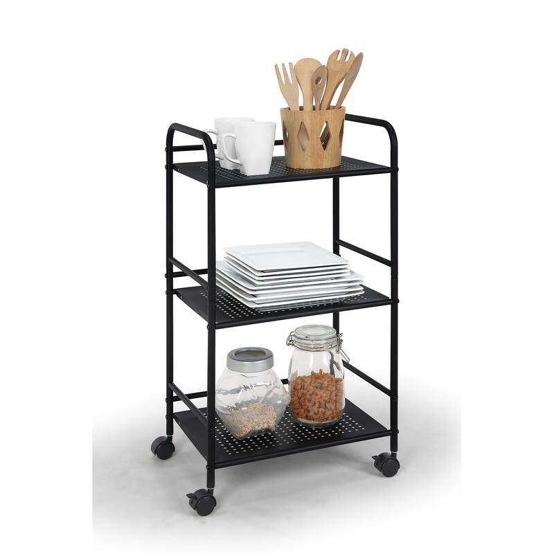 3-Tier Rolling Utility Cart - Black