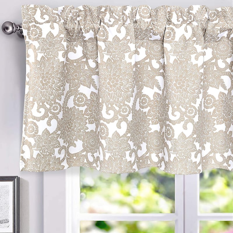 DriftAway Daisy Dahlia Blooming Flower Floral Lined Window Curtain Valance 2 Pack