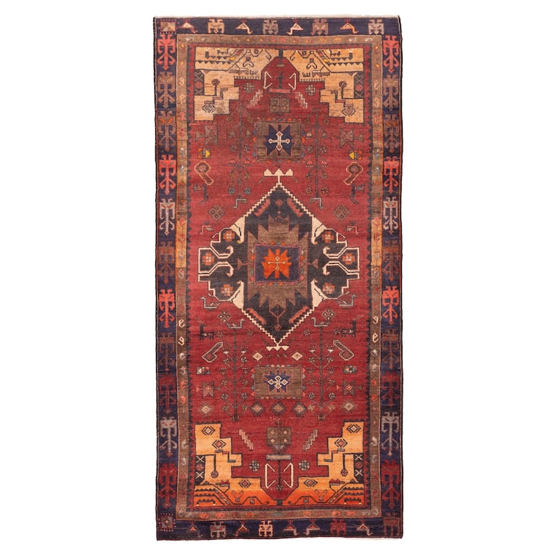 ECARPETGALLERY Hand-knotted Konya Anatolian Dark Red Wool Rug - 4'9 x 10'3
