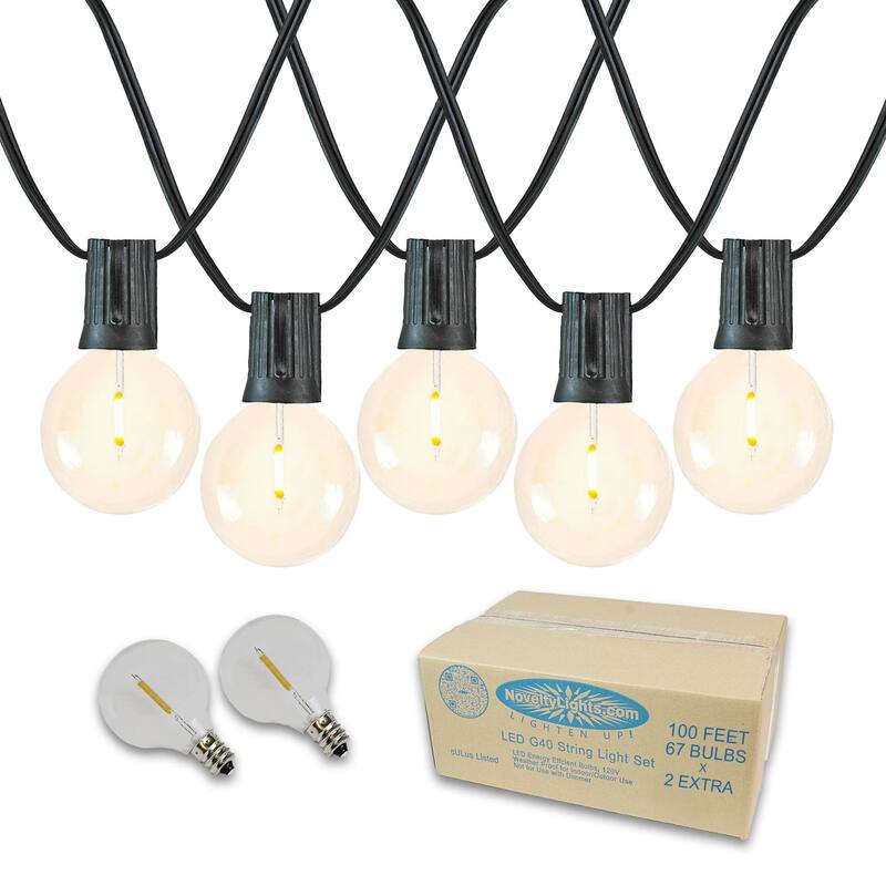 Novelty Lights 67 Feet G67 LED Hanging Patio Outdoor String Lights - Large - Black