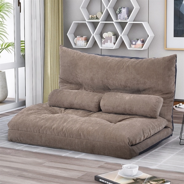 Lazy Sofa Adjustable Folding Futon Sofa with Pillows On Sale