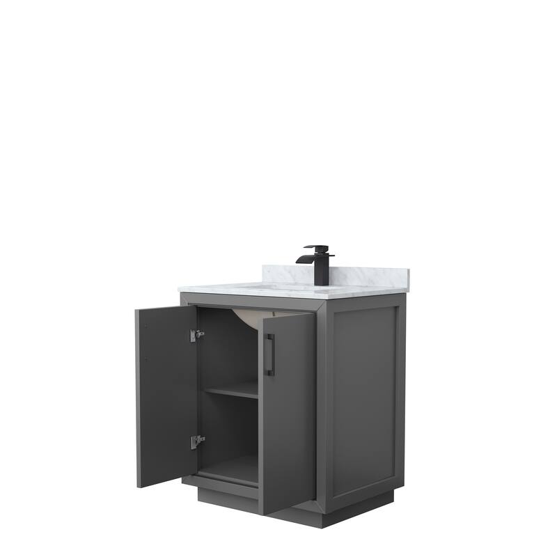 Icon Single Vanity Set, White Carrara Marble Top, No Mirror
