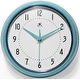 preview thumbnail 1 of 160, Round Retro Kitchen Wall Clock by Infinity Instruments 9.5 Inch - Turquoise