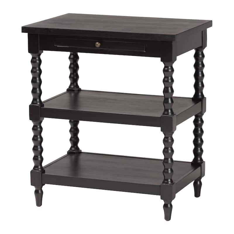 Imogene Retro-Modern Walnut Brown Finished Wood End Table - Black
