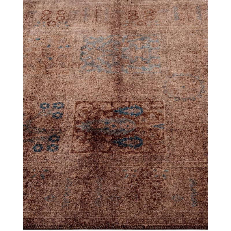 Overton Hand Knotted Wool Vintage Inspired Modern Contemporary Overdyed Brown Runner Rug - 2' 7" x 9' 3"